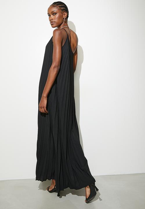 VELVET - Asymmetric pleated kaftan dress - black