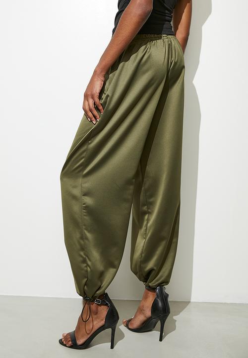 VELVET - Satin parachute trouser - military