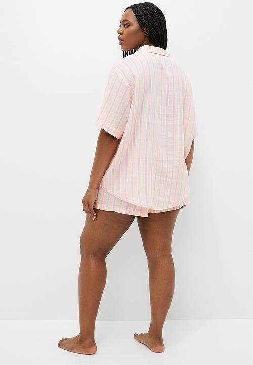 Cotton On - Plus Body Woven Sleep Set - Sadie Stripe Peach