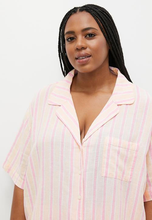 Cotton On - Plus Body Woven Sleep Set - Sadie Stripe Peach