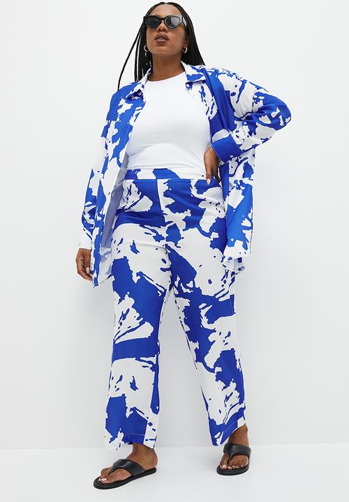 Superbalist - Co-ord printed wide leg - blue bold painterly