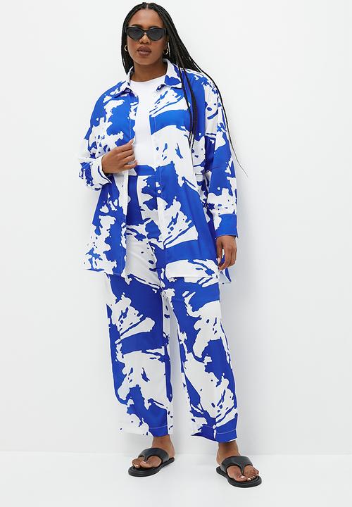 Superbalist - Printed oversized shirt - blue bold painterly