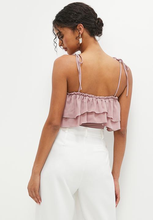 MILLA - Soft ruffle bodysuit - deep mauve