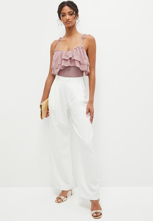 MILLA - Soft ruffle bodysuit - deep mauve