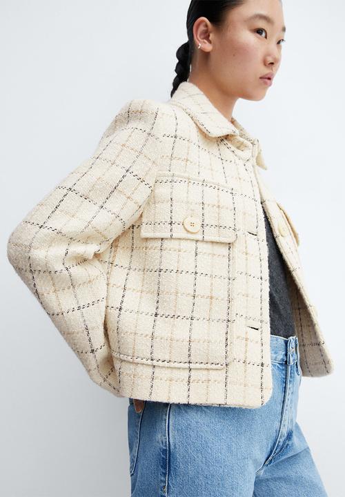 MANGO - Jacket burdeos - light beige
