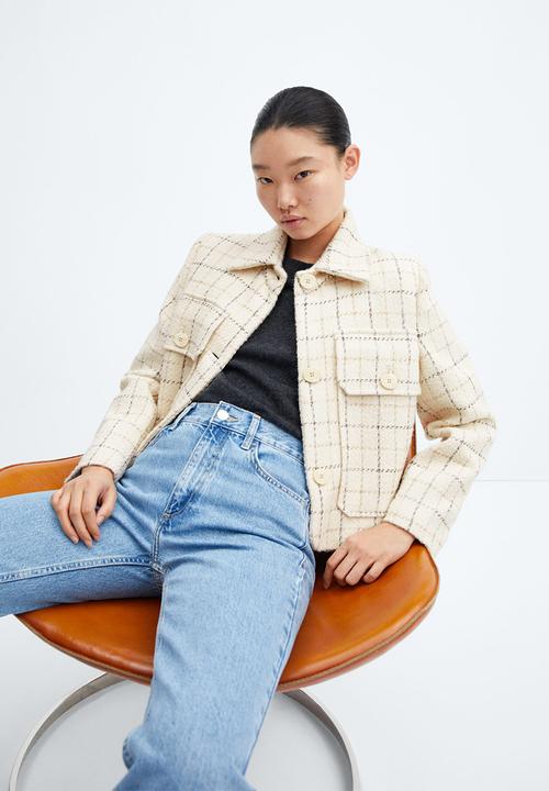 MANGO - Jacket burdeos - light beige