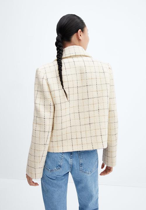 MANGO - Jacket burdeos - light beige