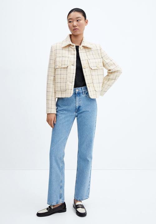 MANGO - Jacket burdeos - light beige