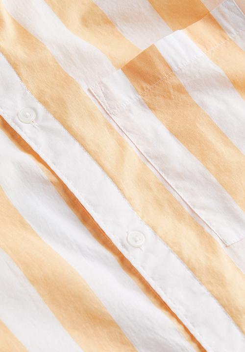 H&M - Cotton shirt regular fit - yellow white striped