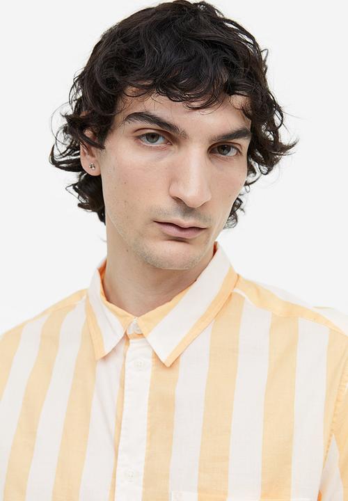 H&M - Cotton shirt regular fit - yellow white striped