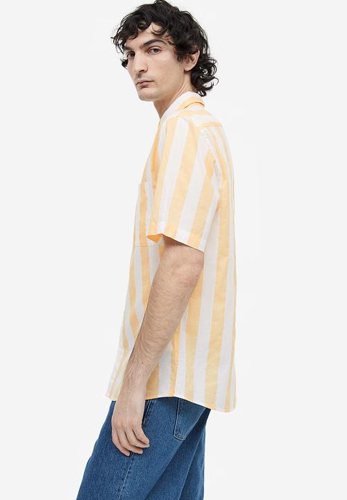 H&M - Cotton shirt regular fit - yellow white striped