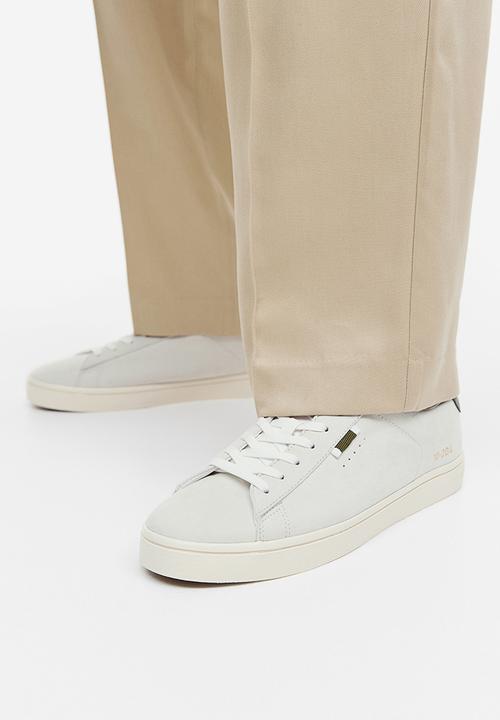 H&M - Imitation leather trainers - light grey & khaki green 