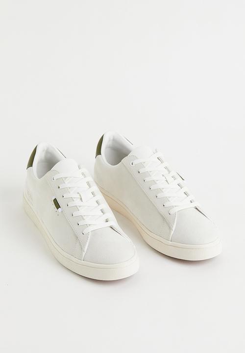 H&M - Imitation leather trainers - light grey & khaki green 