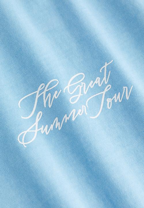 H&M - Relaxed fit printed T-shirt - light blue/summer tour