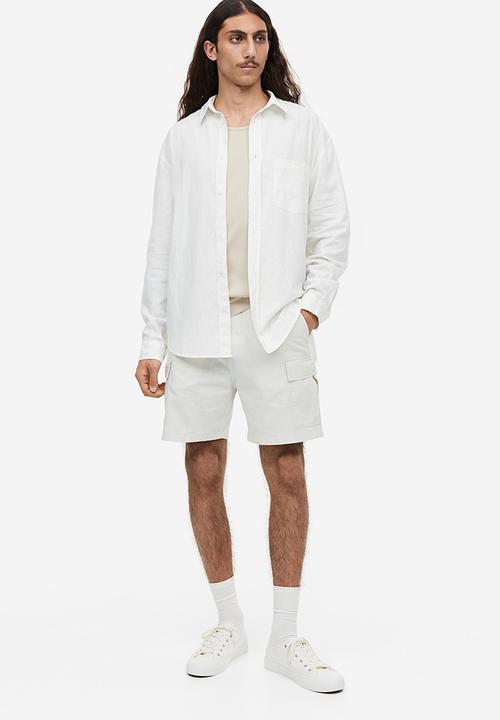 H&M - Relaxed fit linen-blend shirt - white