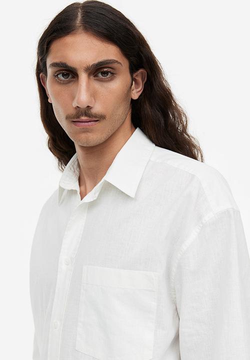 H&M - Relaxed fit linen-blend shirt - white
