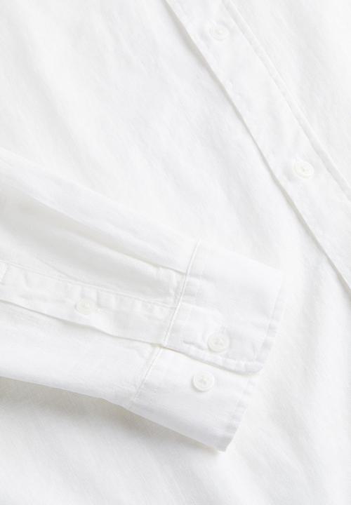 H&M - Relaxed fit linen-blend shirt - white