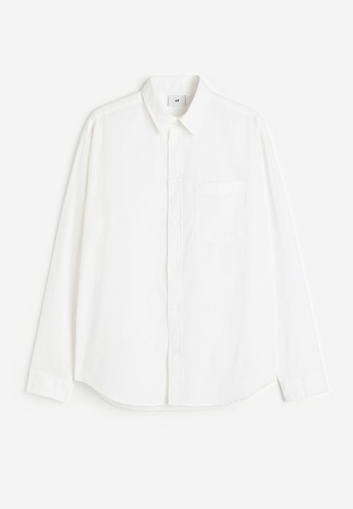 H&M - Relaxed fit linen-blend shirt - white