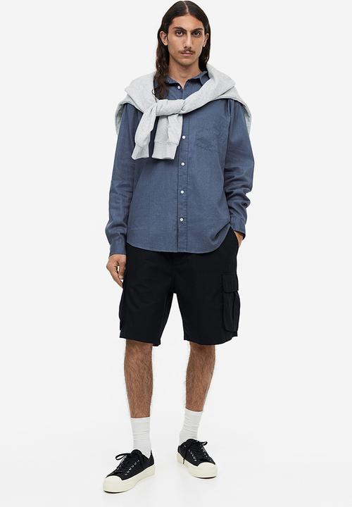 H&M - Relaxed fit linen-blend shirt - dark blue