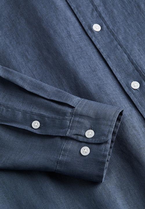 H&M - Relaxed fit linen-blend shirt - dark blue