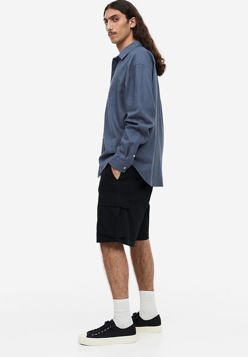 H&M - Relaxed fit linen-blend shirt - dark blue