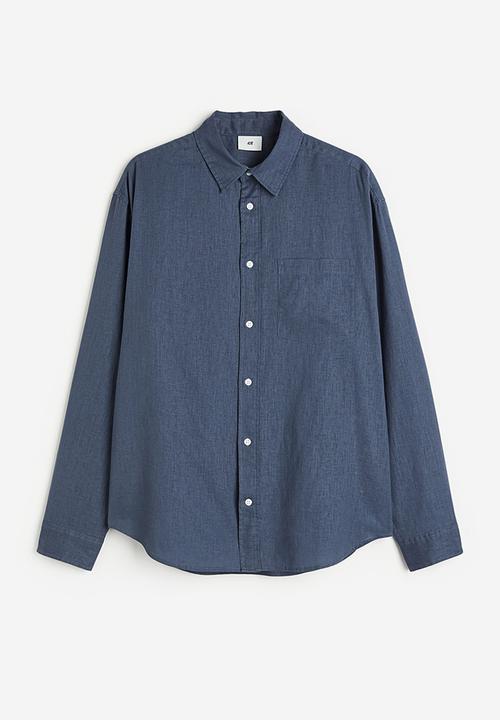 H&M - Relaxed fit linen-blend shirt - dark blue