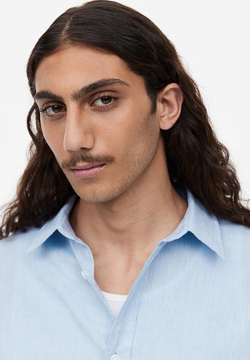 H&M - Relaxed fit linen-blend shirt - light blue