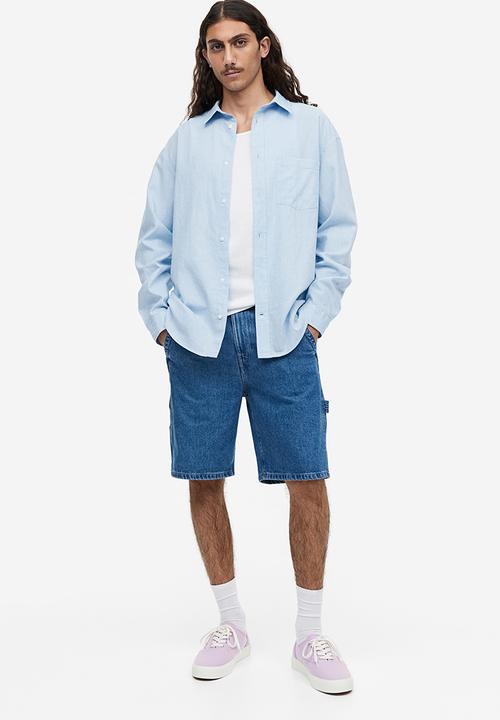 H&M - Relaxed fit linen-blend shirt - light blue