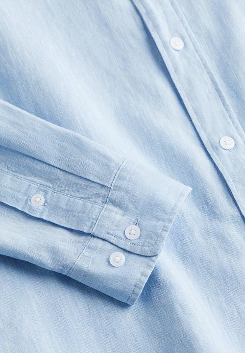 H&M - Relaxed fit linen-blend shirt - light blue