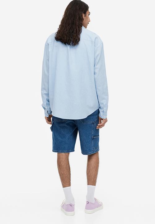 H&M - Relaxed fit linen-blend shirt - light blue
