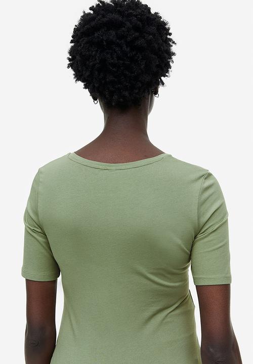 H&M - Mama 2-pack cotton t-shirts - green & cream 