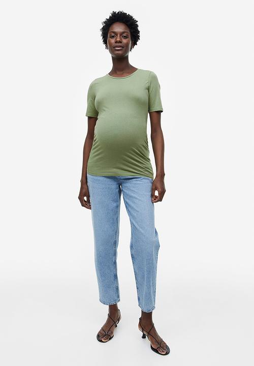H&M - Mama 2-pack cotton t-shirts - green & cream 