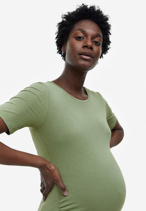 H&M - Mama 2-pack cotton t-shirts - green & cream 