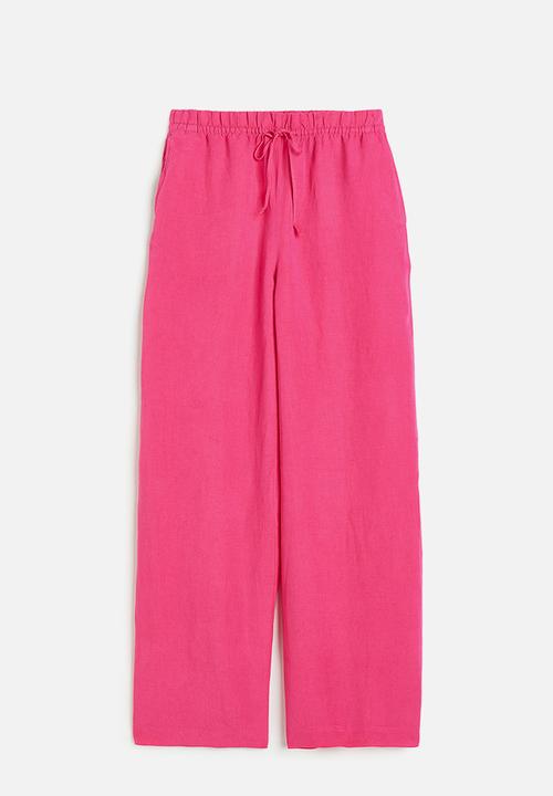 H&M - Linen-blend pull-on trousers - cerise