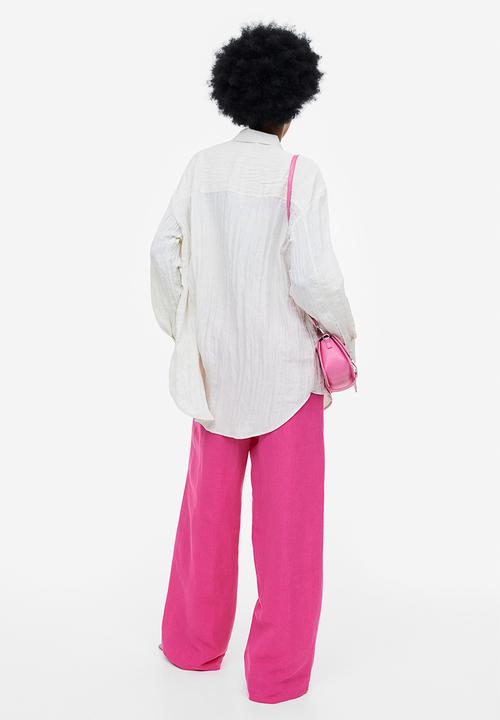 H&M - Linen-blend pull-on trousers - cerise