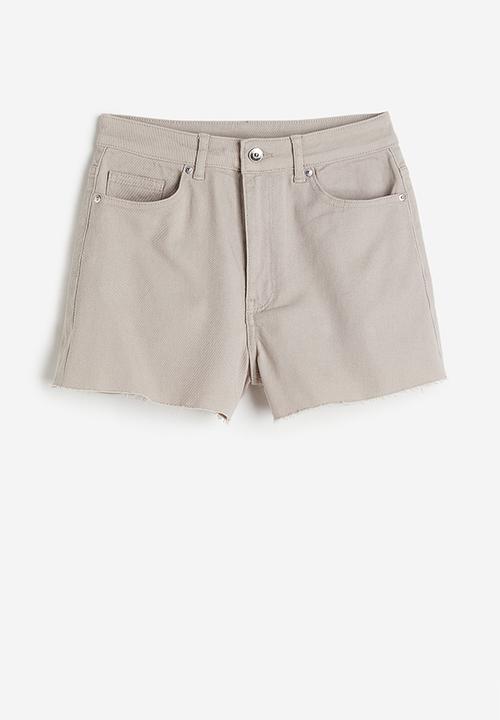 H&M - High-waisted twill shorts - greige 