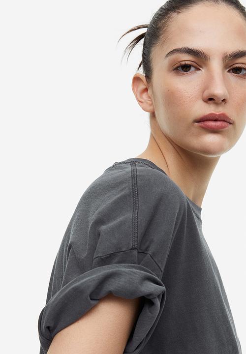 H&M - Washed-look t-shirt - dark grey