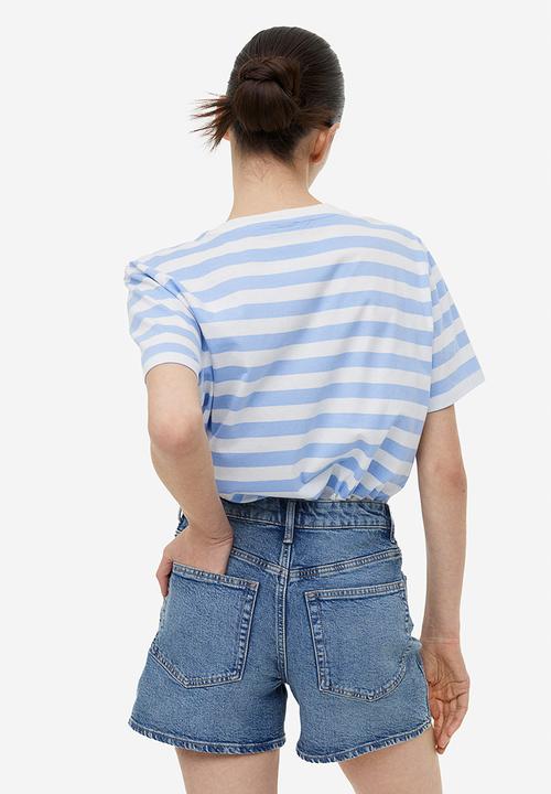 H&M - Cotton t-shirt - light blue & striped