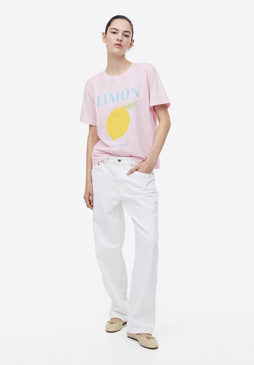 H&M - Cotton t-shirt - light pink & lemon