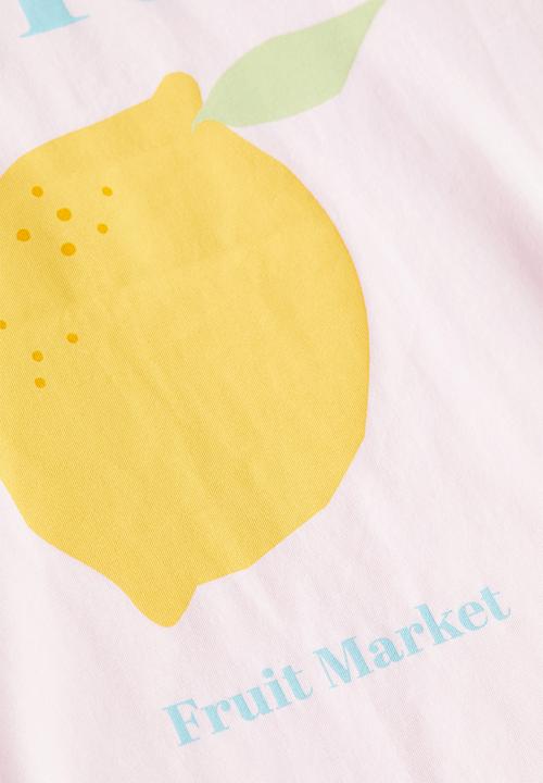 H&M - Cotton t-shirt - light pink & lemon
