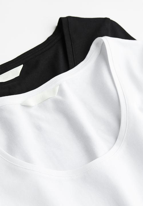 H&M - 2 Pack jersey tops - black & white 