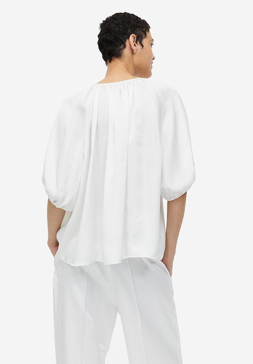 H&M - Oversized tie-top blouse - white