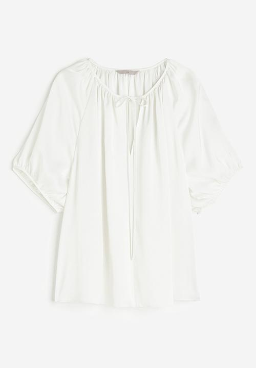 H&M - Oversized tie-top blouse - white