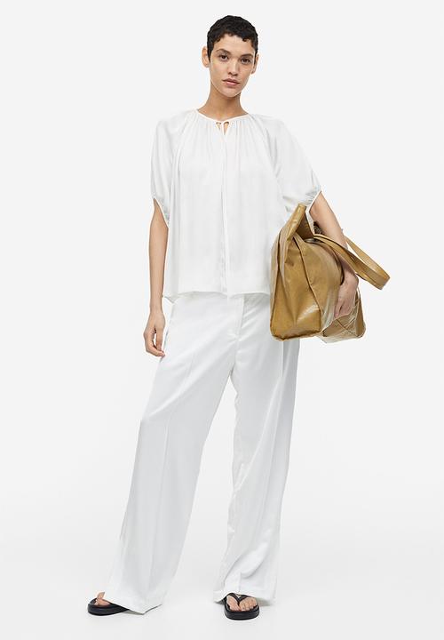 H&M - Oversized tie-top blouse - white