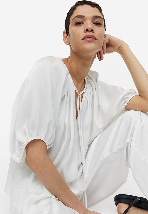 H&M - Oversized tie-top blouse - white