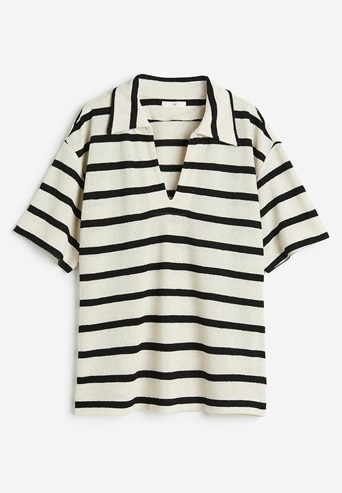 H&M - Collared top - cream striped