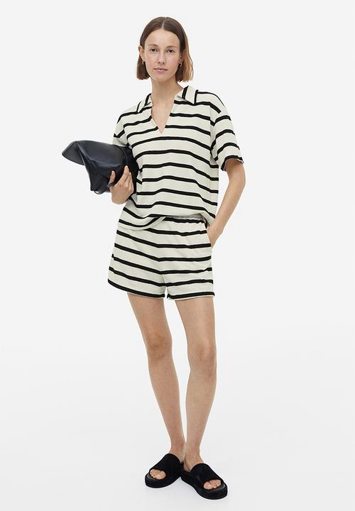 H&M - Collared top - cream striped