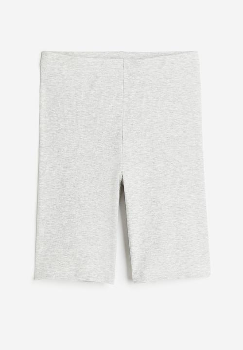 H&M - Ribbed cycling shorts - light grey marl 