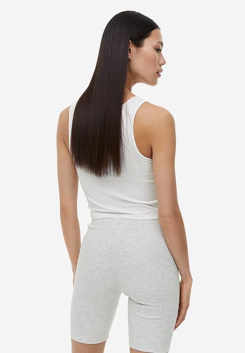 H&M - Ribbed cycling shorts - light grey marl 