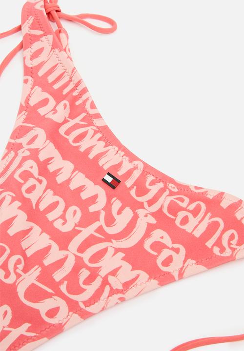 Tommy Hilfiger - High leg cheeky string side tie - spell out pink crystal